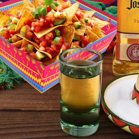 WorldBazaar 30 Pcs Mexican Fiesta Paper Food Trays Cinco De Mayo Large Disposable Plates Taco Nacho Snack Serving Bowl Mexican BBQ Party Supplies in Saudi Arabia