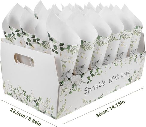 CIMAXIC Confetti Cone Holder Box with Stand Tray for Party Supplies Wedding Decor 14.17X8.85X8.85In Paper Cones Bouquet Candy Display in Saudi Arabia