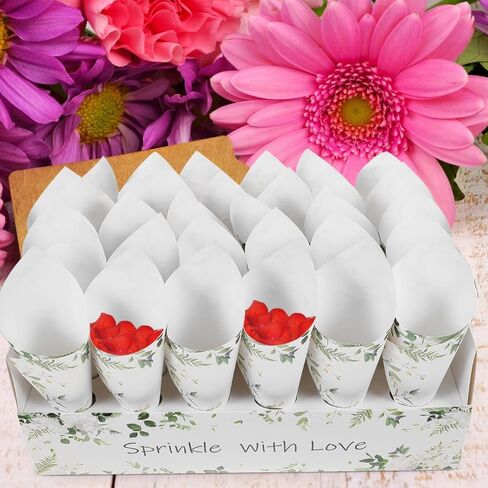 CIMAXIC Confetti Cone Holder Box with Stand Tray for Party Supplies Wedding Decor 14.17X8.85X8.85In Paper Cones Bouquet Candy Display in Saudi Arabia