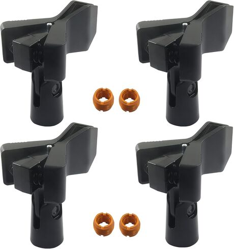 Zorfeter 5 Pack Universal Mic Clip with 5/8" Male to 3/8" Female Screw Adapter, Adjustable Microphone Holder Secure Clamp, Anti-Slip Mic Stand Adapter for Wireless and Wired Mics in Saudi Arabia