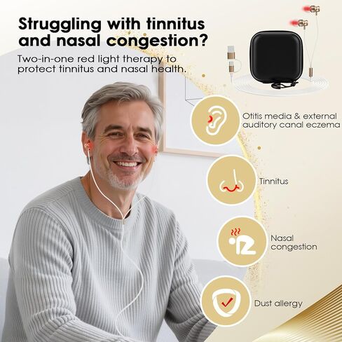 Upgraded 2-in-1 Red Light Therapy Device for Ears & Nose, Dual-Wavelength 660nm Red Light & 810nm Near-Infrared Light, Wearable Care Device for Ear & Nasal Comfort, Relaxation and Daily Wellness in Kuwait