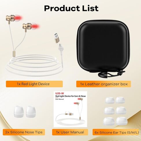 Upgraded 2-in-1 Red Light Therapy Device for Ears & Nose, Dual-Wavelength 660nm Red Light & 810nm Near-Infrared Light, Wearable Care Device for Ear & Nasal Comfort, Relaxation and Daily Wellness in Kuwait