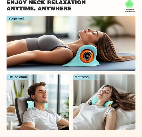 GYSIEN Neck Massager, Neck and Shoulder Relaxer with Heat, 3 Modes, Portable Pillows for Pain Relief and Muscle Relax, 26° Angle Cervical Traction Device for Back, Shoulder in Saudi Arabia