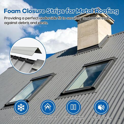 شرائط إغلاق إسفنجية للسقف المعدني، 20 قطعة 36 بوصة شرائط إسفنجية من البولي إيثيلين مع ذاتية اللصق لألواح التسقيف المعدنية، أسود in Kuwait