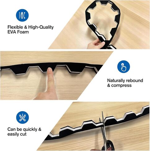 شرائط إغلاق إسفنجية للسقف المعدني، 20 قطعة 36 بوصة شرائط إسفنجية من البولي إيثيلين مع ذاتية اللصق لألواح التسقيف المعدنية، أسود in Kuwait