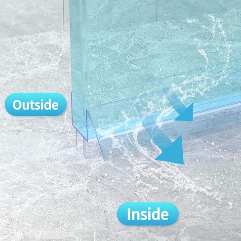 شريط عازل سفلي لباب الدش بدون إطار لزجاج 3/8 بوصة (10 مم)، 39.3 بوصة، حاجز دش من البولي كربونات فائق الوضوح، حاجز حماية المياه in Kuwait