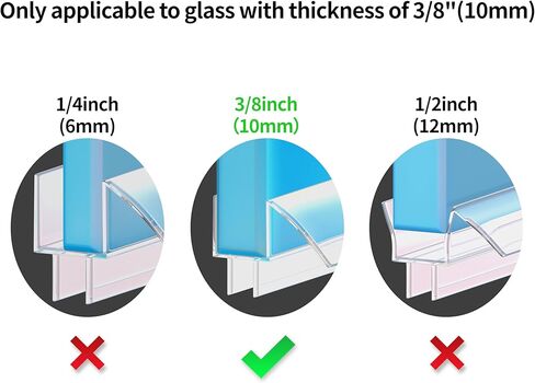 شريط عازل سفلي لباب الدش بدون إطار لزجاج 3/8 بوصة (10 مم)، 39.3 بوصة، حاجز دش من البولي كربونات فائق الوضوح، حاجز حماية المياه in Kuwait