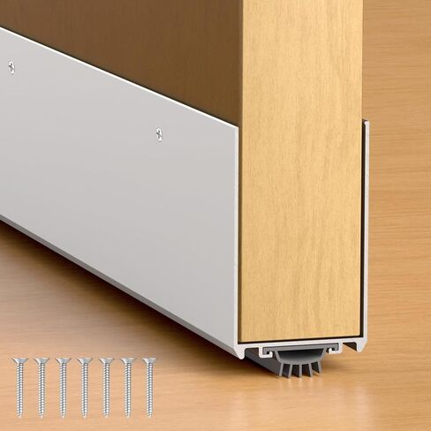 Aluminum Door Draft Stopper, 1-3/4 x 36 Weather Stripping Seal with Kick Plate, Under Door Gap Filler, U-Shape Door Sweep for Bottom of Doors Exterior/Interior (Black, 1 Pack) in Saudi Arabia