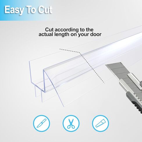 شريط عازل سفلي لباب الدش بدون إطار لزجاج 3/8 بوصة (10 مم)، 39.3 بوصة، حاجز دش من البولي كربونات فائق الوضوح، حاجز حماية المياه in Kuwait