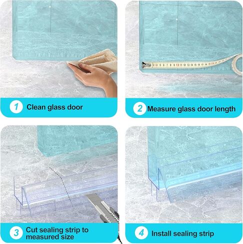 شريط عازل سفلي لباب الدش بدون إطار لزجاج 3/8 بوصة (10 مم)، 39.3 بوصة، حاجز دش من البولي كربونات فائق الوضوح، حاجز حماية المياه in Kuwait