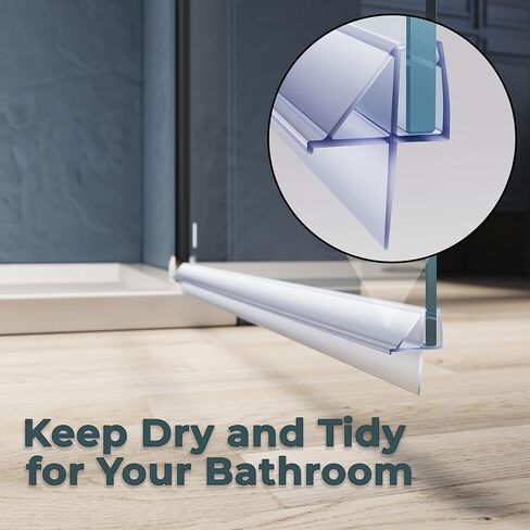 SVNR سدادة سفلية لباب الدش، شريط عازل لباب الدش، مقاس 3/16 بوصة × 39 بوصة، تمسح الأبواب الزجاجية، توقف التسربات وتخلق حاجزًا للمياه، فينيل شفاف، 5-6 مم in Kuwait