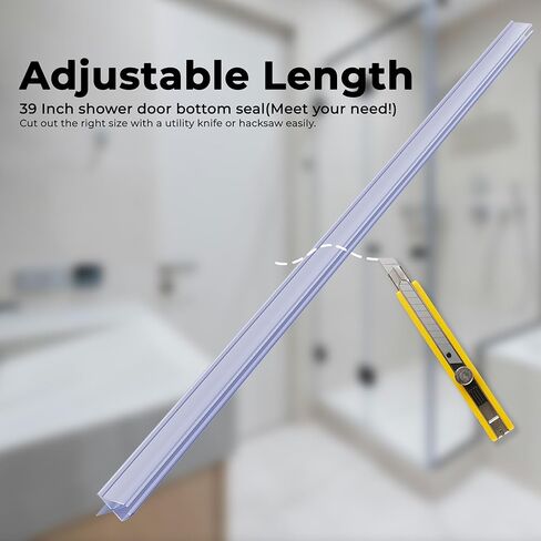 SVNR سدادة سفلية لباب الدش، شريط عازل لباب الدش، مقاس 3/16 بوصة × 39 بوصة، تمسح الأبواب الزجاجية، توقف التسربات وتخلق حاجزًا للمياه، فينيل شفاف، 5-6 مم in Kuwait