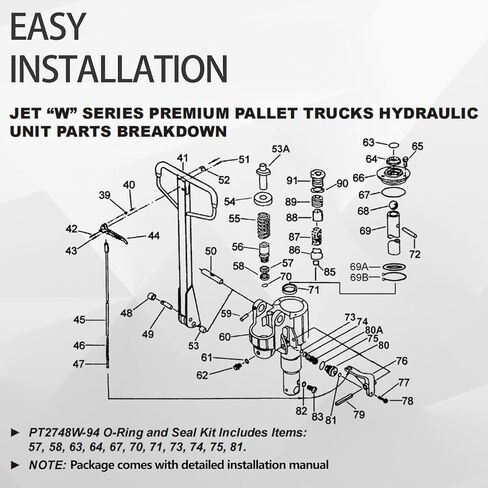 PT2748W-94 O Ring Seal Kit for Jet W Pallet Jack Hydraulic Unit, Replaces PT2748W, PT2748LW, PT2748L and Their variants in Saudi Arabia