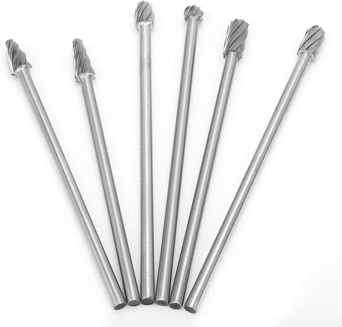 6Pcs Cutting Burrs, 6mm 1/4in Shank Rotating Files Burr Set, Tungsten Steel Rotating Burr Set with 10mm Cutting Diameter for Process Cast Iron, Cast Steel, Carbon Steel in Kuwait