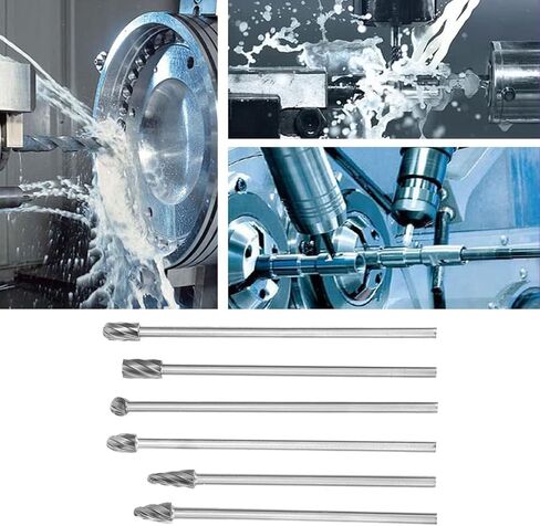 6Pcs Cutting Burrs, 6mm 1/4in Shank Rotating Files Burr Set, Tungsten Steel Rotating Burr Set with 10mm Cutting Diameter for Process Cast Iron, Cast Steel, Carbon Steel in Kuwait