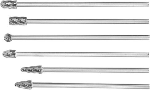 6Pcs Cutting Burrs, 6mm 1/4in Shank Rotating Files Burr Set, Tungsten Steel Rotating Burr Set with 10mm Cutting Diameter for Process Cast Iron, Cast Steel, Carbon Steel in Kuwait