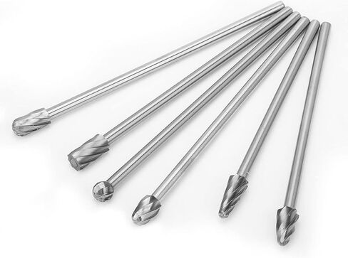 6Pcs Cutting Burrs, 6mm 1/4in Shank Rotating Files Burr Set, Tungsten Steel Rotating Burr Set with 10mm Cutting Diameter for Process Cast Iron, Cast Steel, Carbon Steel in Kuwait