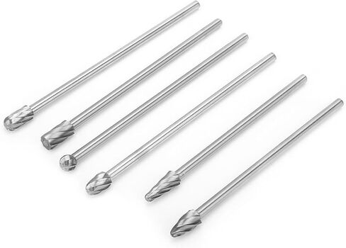 6Pcs Cutting Burrs, 6mm 1/4in Shank Rotating Files Burr Set, Tungsten Steel Rotating Burr Set with 10mm Cutting Diameter for Process Cast Iron, Cast Steel, Carbon Steel in Kuwait
