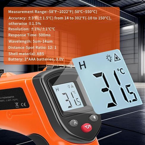 Non-Contact Infrared Thermometer Gun X6000- Handheld Digital Temperature Tester with LCD Display for Home/Kitchen/Industrial Use,Range:-58°F ~1022°F. in Saudi Arabia
