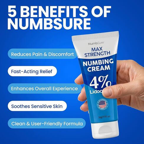 Lidocaine 4% Numbing Cream – Topical Skin Comfort Cream for Sensitive Skin, Helps Reduce Discomfort, Itching & Burning Sensation – Fast Absorbing Skin Care Cream in Saudi Arabia