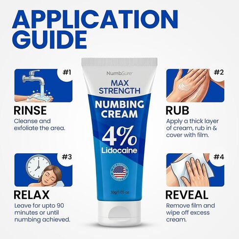 Lidocaine 4% Numbing Cream – Topical Skin Comfort Cream for Sensitive Skin, Helps Reduce Discomfort, Itching & Burning Sensation – Fast Absorbing Skin Care Cream in Saudi Arabia