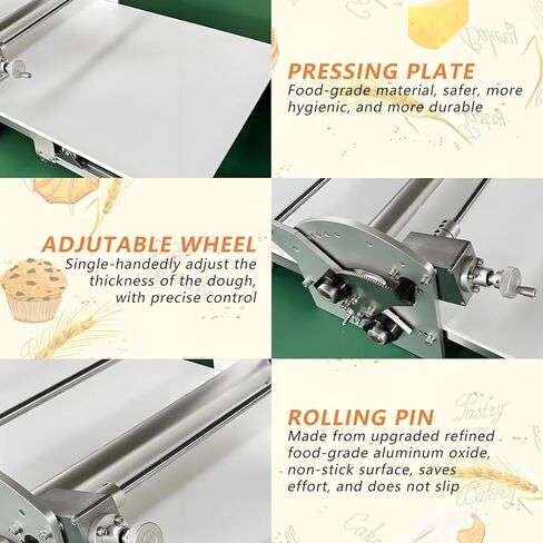 Folding Electric Puff Pastry Machine,Precision Thickness Adjustment,Stainless Steel Compact Dough Sheeter,for Small Kitchens and Pizza Restaurants in Saudi Arabia