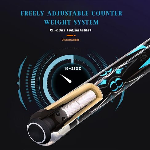 عصا بلياردو من ألياف الكربون، عصا لعب برأس 11.8 مم، عمود من ألياف الكربون بنسبة 100%، 1/2 عصا بلياردو احترافية، 58 بوصة مع موصل 8 أسنان لعشاق البلياردو in Kuwait