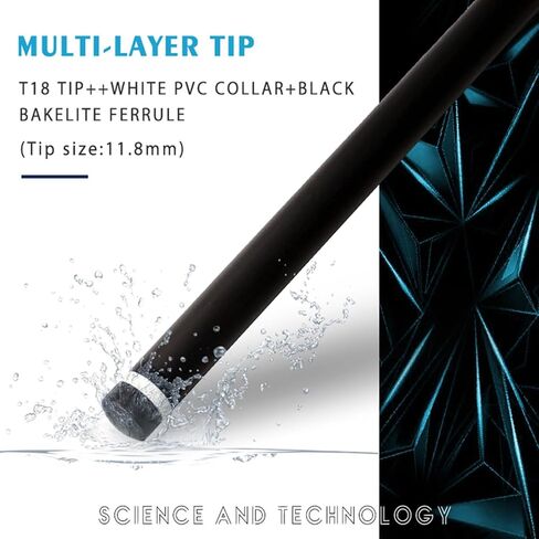 عصا بلياردو من ألياف الكربون، عصا لعب برأس 11.8 مم، عمود من ألياف الكربون بنسبة 100%، 1/2 عصا بلياردو احترافية، 58 بوصة مع موصل 8 أسنان لعشاق البلياردو in Kuwait