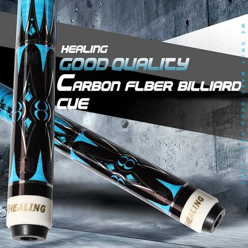 عصا بلياردو من ألياف الكربون، عصا لعب برأس 11.8 مم، عمود من ألياف الكربون بنسبة 100%، 1/2 عصا بلياردو احترافية، 58 بوصة مع موصل 8 أسنان لعشاق البلياردو in Kuwait
