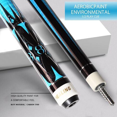عصا بلياردو من ألياف الكربون، عصا لعب برأس 11.8 مم، عمود من ألياف الكربون بنسبة 100%، 1/2 عصا بلياردو احترافية، 58 بوصة مع موصل 8 أسنان لعشاق البلياردو in Kuwait