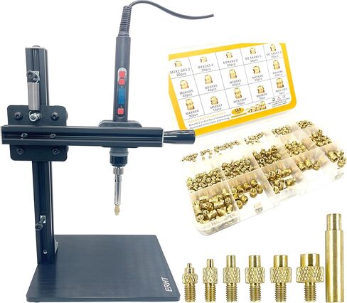 Heat Set Insert tip Tool Vertical Heat Pressing Machine Heat Brass Inserts 3D Printing Thread Knurled Nut M2 M2.5 M3 M4 M5 M6 (Heat Set Insert+360Brass Nuts) in Saudi Arabia