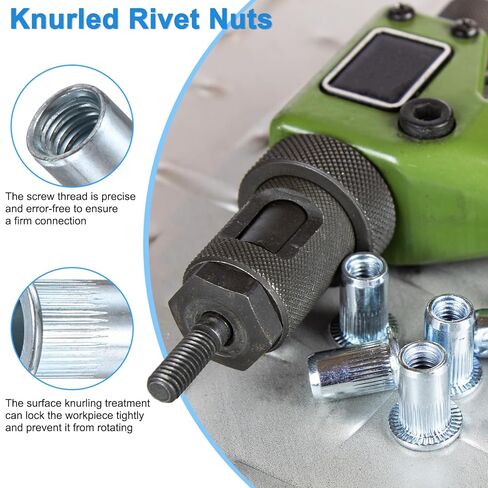 M METERXITY 50-Pack 5/16"-18 UNC Rivet Nuts, Carbon Steel Knurled Flat Head Threaded Insert Nuts for Sheet Metal/Pipe Manufacturing, White Zinc-Plating Knurled Rivet Nuts in Saudi Arabia