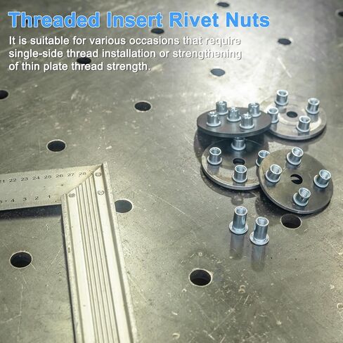 M METERXITY 50-Pack 5/16"-18 UNC Rivet Nuts, Carbon Steel Knurled Flat Head Threaded Insert Nuts for Sheet Metal/Pipe Manufacturing, White Zinc-Plating Knurled Rivet Nuts in Saudi Arabia