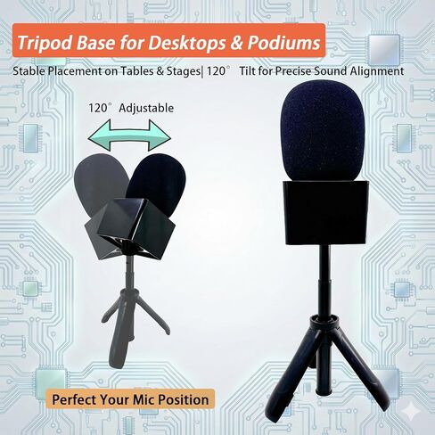 Mic Holder Stand for DJI Mic Mini/3/2 RODE Wireless Microphone Desk Desktop Tripod & Handheld Interview Adapter, 2in1 Tabletop Telescopic Handle with Mic Flag for Vlog Podcast in Saudi Arabia