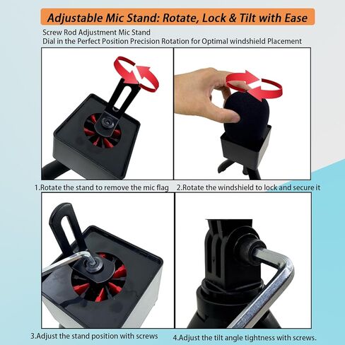 Mic Holder Stand for DJI Mic Mini/3/2 RODE Wireless Microphone Desk Desktop Tripod & Handheld Interview Adapter, 2in1 Tabletop Telescopic Handle with Mic Flag for Vlog Podcast in Saudi Arabia