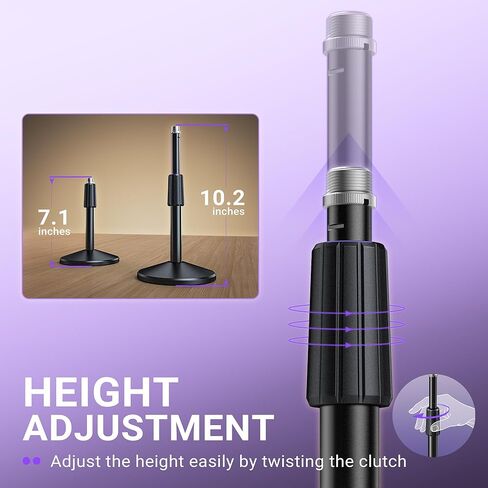 FIFINE Desktop Microphone Stand, Adjustable Heavy Duty Weighted Base Tabletop Mic Stand with Twist Clutch & 3/8'' to 5/8'' Screw, for Streaming, Gaming,Recording-BS2 in Saudi Arabia