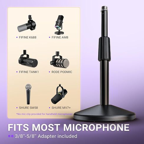 FIFINE Desktop Microphone Stand, Adjustable Heavy Duty Weighted Base Tabletop Mic Stand with Twist Clutch & 3/8'' to 5/8'' Screw, for Streaming, Gaming,Recording-BS2 in Saudi Arabia