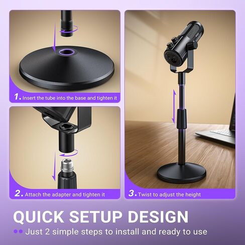 FIFINE Desktop Microphone Stand, Adjustable Heavy Duty Weighted Base Tabletop Mic Stand with Twist Clutch & 3/8'' to 5/8'' Screw, for Streaming, Gaming,Recording-BS2 in Saudi Arabia