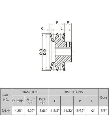 QWORK Double Groove Web Sheaves, 4.25"OD 5/8" Bore V-Belt Sheave for V-Belt,2AK4458 in Saudi Arabia