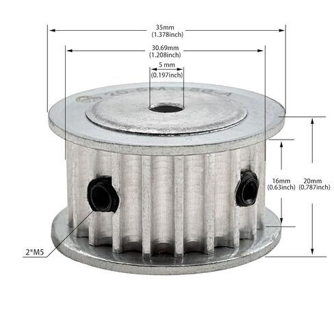 HTD 5M Timing Belt Pulley 20 Teeth 5mm Bore for 15mm Width Belt,5mm Pitch Aluminum 20T Timing Pulleys 20-5m-15-5mm in Saudi Arabia