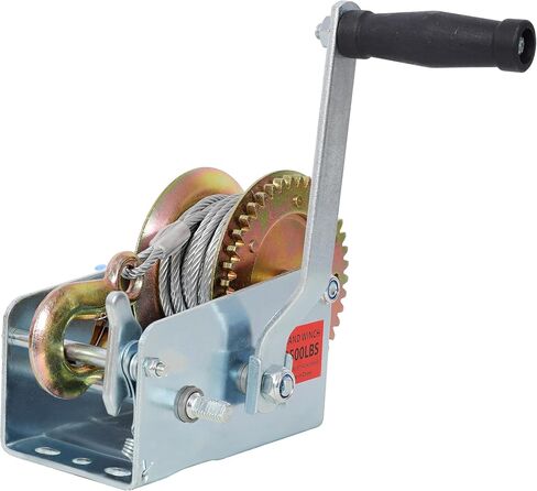 2500LBS Hand Winch,with 32.8FT Steel Cable,Galvanized Shell,4.1:2.4:1 Gear Ratio Portable Winch,Two-Way Ratchet,Manual Operated Hand Crank Winch for Trailer, Boat or ATV Towing in Saudi Arabia