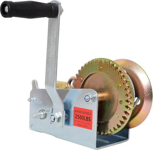 2500LBS Hand Winch,with 32.8FT Steel Cable,Galvanized Shell,4.1:2.4:1 Gear Ratio Portable Winch,Two-Way Ratchet,Manual Operated Hand Crank Winch for Trailer, Boat or ATV Towing in Saudi Arabia