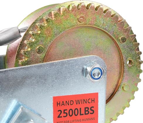 2500LBS Hand Winch,with 32.8FT Steel Cable,Galvanized Shell,4.1:2.4:1 Gear Ratio Portable Winch,Two-Way Ratchet,Manual Operated Hand Crank Winch for Trailer, Boat or ATV Towing in Saudi Arabia