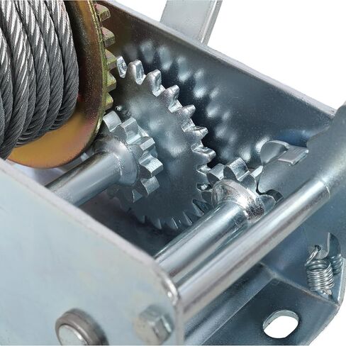 2500LBS Hand Winch,with 32.8FT Steel Cable,Galvanized Shell,4.1:2.4:1 Gear Ratio Portable Winch,Two-Way Ratchet,Manual Operated Hand Crank Winch for Trailer, Boat or ATV Towing in Saudi Arabia