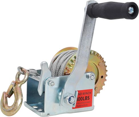 800LBS Hand Winch,with 32.8FT Steel Cable,Galvanized Shell,3.1:1 Gear Ratio Portable Winch,Two-Way Ratchet,Manual Operated Hand Crank Winch for Trailer, Boat or ATV Towing in Saudi Arabia