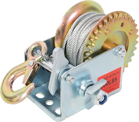 800LBS Hand Winch,with 32.8FT Steel Cable,Galvanized Shell,3.1:1 Gear Ratio Portable Winch,Two-Way Ratchet,Manual Operated Hand Crank Winch for Trailer, Boat or ATV Towing in Saudi Arabia