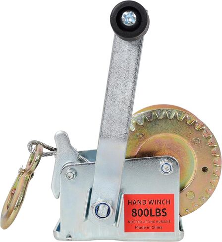 800LBS Hand Winch,with 32.8FT Steel Cable,Galvanized Shell,3.1:1 Gear Ratio Portable Winch,Two-Way Ratchet,Manual Operated Hand Crank Winch for Trailer, Boat or ATV Towing in Saudi Arabia