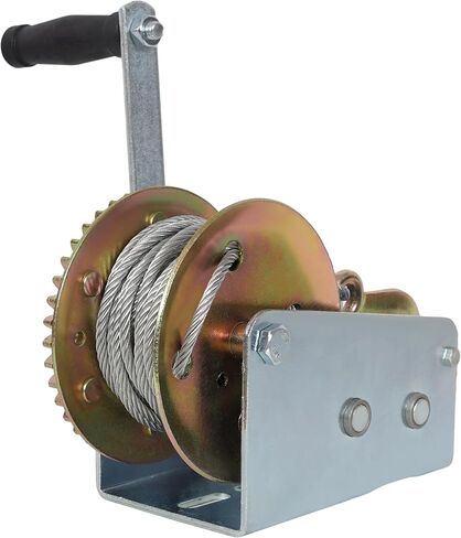 2000LBS Hand Winch,with 26FT Steel Cable,Galvanized Shell,4.1:2.4:1 Gear Ratio Portable Winch,Two-Way Ratchet,Manual Operated Hand Crank Winch for Trailer, Boat or ATV Towing in Saudi Arabia