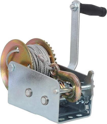 2000LBS Hand Winch,with 26FT Steel Cable,Galvanized Shell,4.1:2.4:1 Gear Ratio Portable Winch,Two-Way Ratchet,Manual Operated Hand Crank Winch for Trailer, Boat or ATV Towing in Saudi Arabia