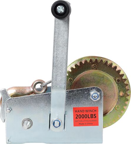 2000LBS Hand Winch,with 26FT Steel Cable,Galvanized Shell,4.1:2.4:1 Gear Ratio Portable Winch,Two-Way Ratchet,Manual Operated Hand Crank Winch for Trailer, Boat or ATV Towing in Saudi Arabia
